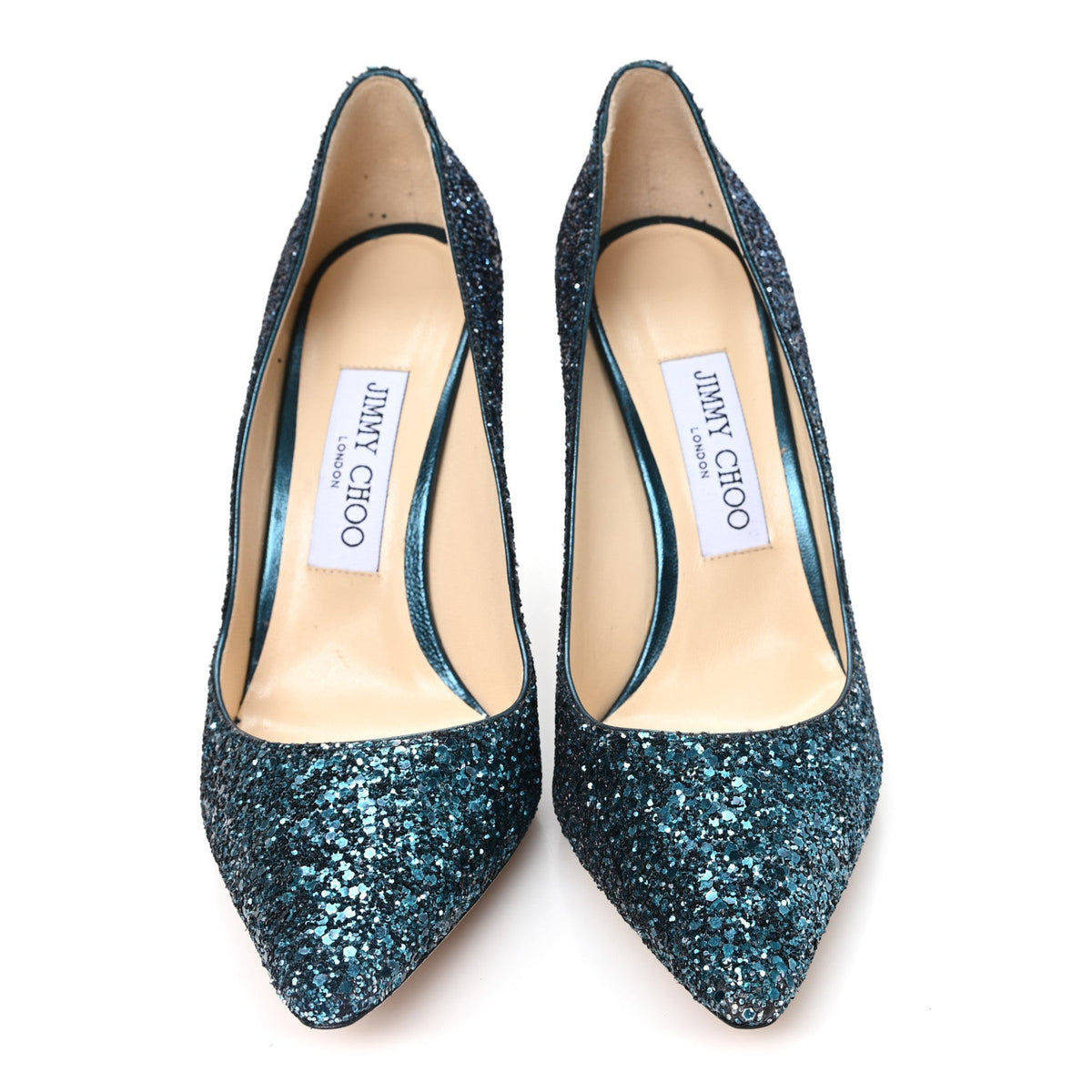 Coarse Glitter Degrade Pointy Toe Romy 100 Pumps 37.5 Peacock Navy
