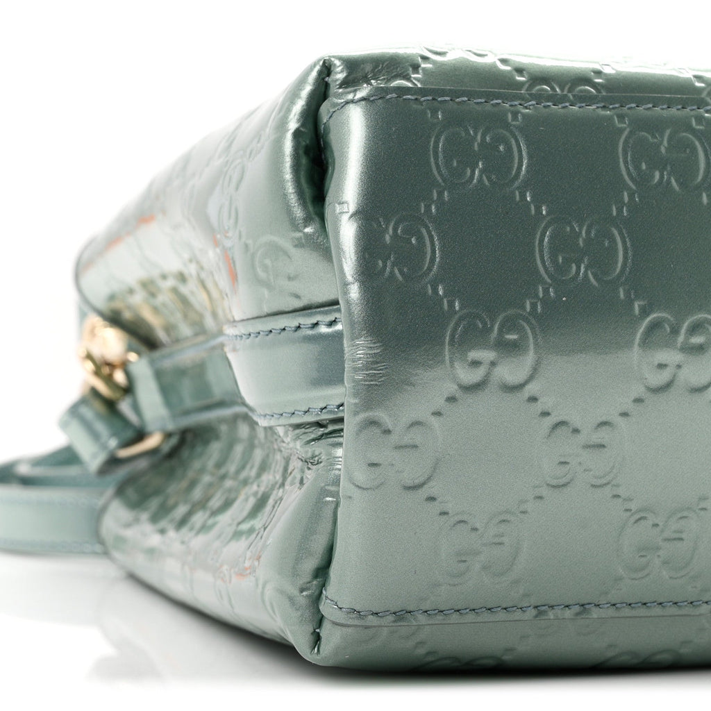 Patent GG Emblem Small Bucket Bag Light Blue