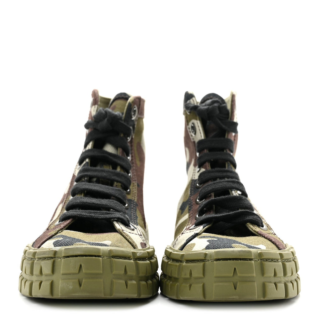 Denim Triangle Logo Camo Sneakers 35 Militare