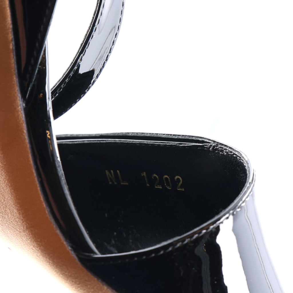 Patent Calfskin Shake Sandals 36 Black