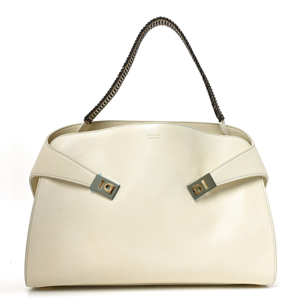Lambskin Braided Large Hug Bag Mascarpone