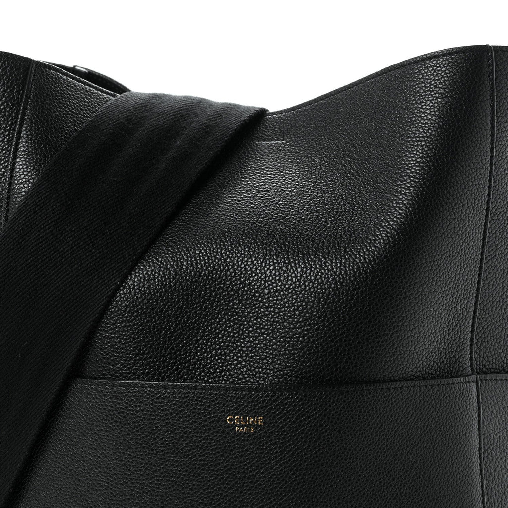 Soft Grained Calfskin Sangle Bucket Bag Black