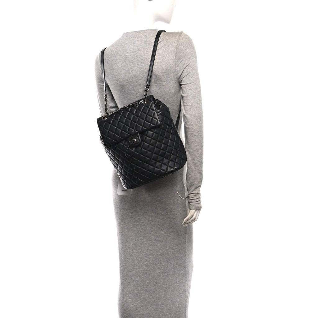 Lambskin Quilted Large Urban Spirit Backpack Black
