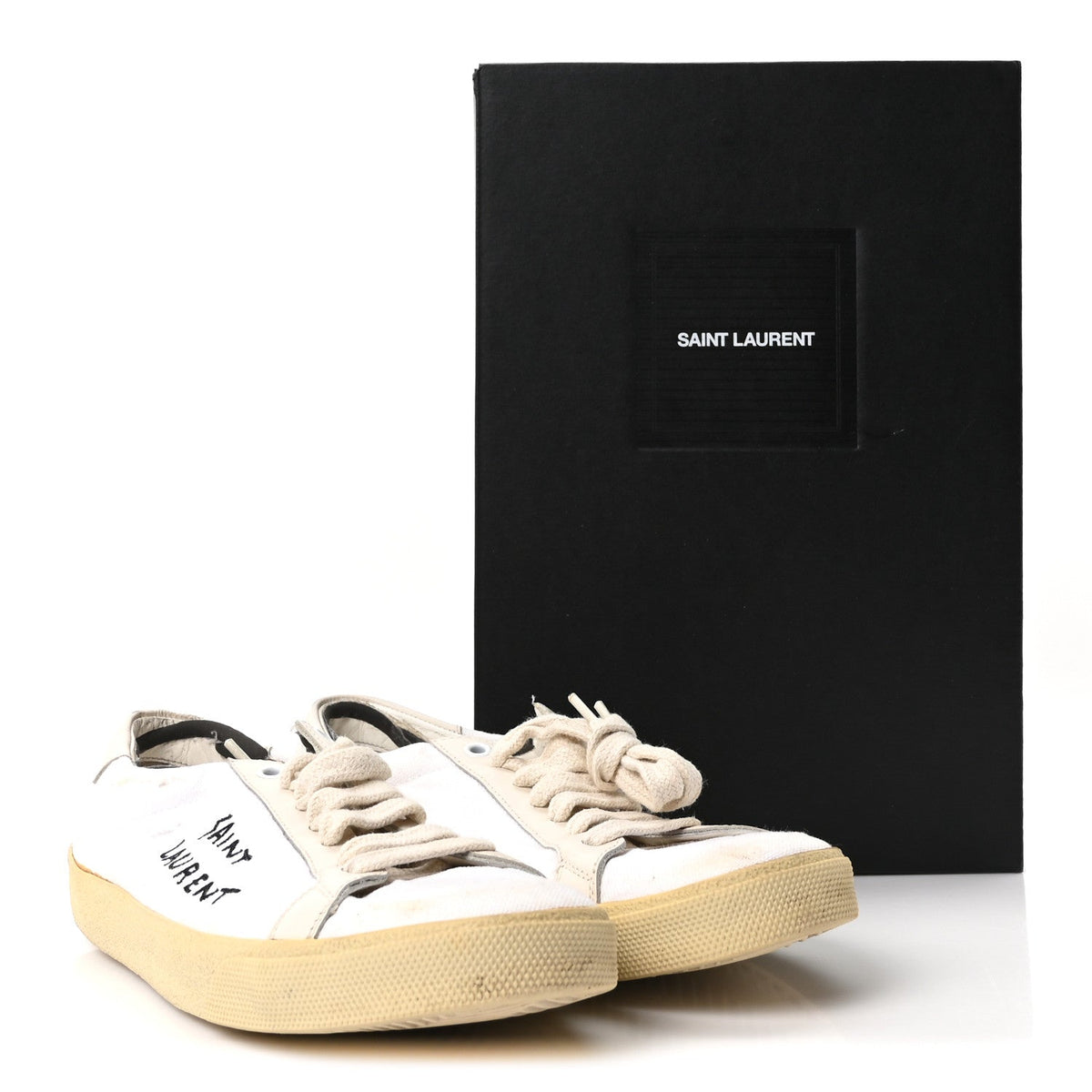 Distressed Canvas Court Classic Sneakers 39 Panna
