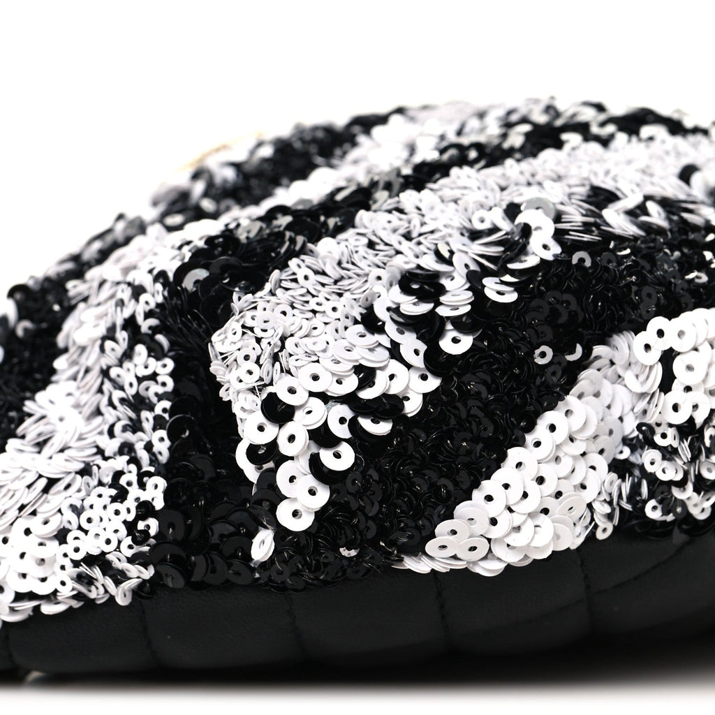 Sequin Coco Cuba Waist Bag Fanny Pack Black White