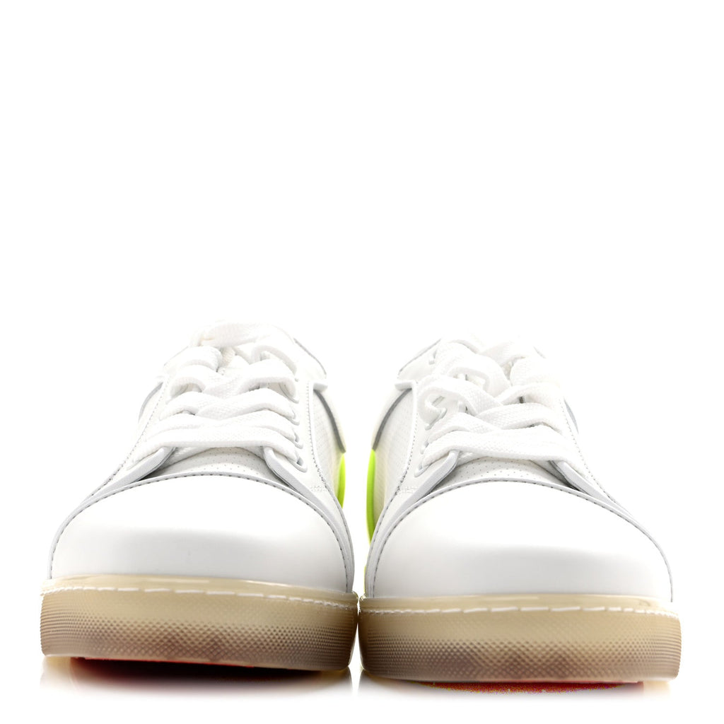 Calfskin Perforated Womens Fun Vieira Orlato Flat Sneakers 39.5 White Fluo Yellow
