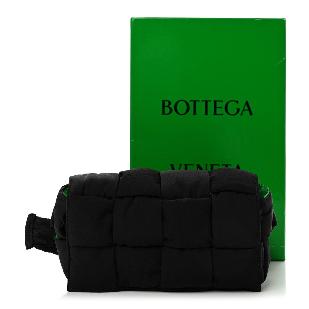 Nylon Intrecciato Padded Tech Mini Cassette Belt Bag Black Green