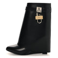 Calfskin Shark Lock Ankle Boots 38 Black