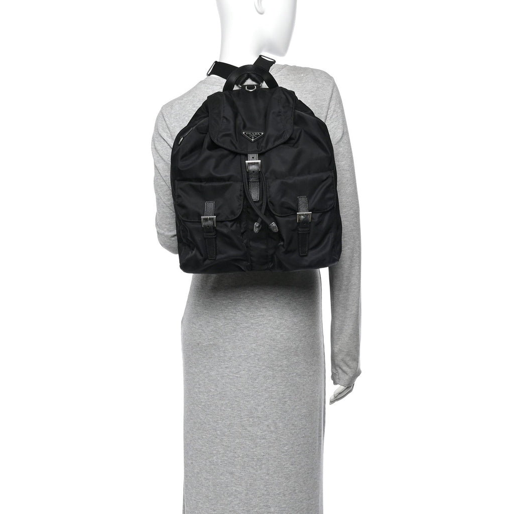 Re-Nylon Saffiano Medium Backpack Black