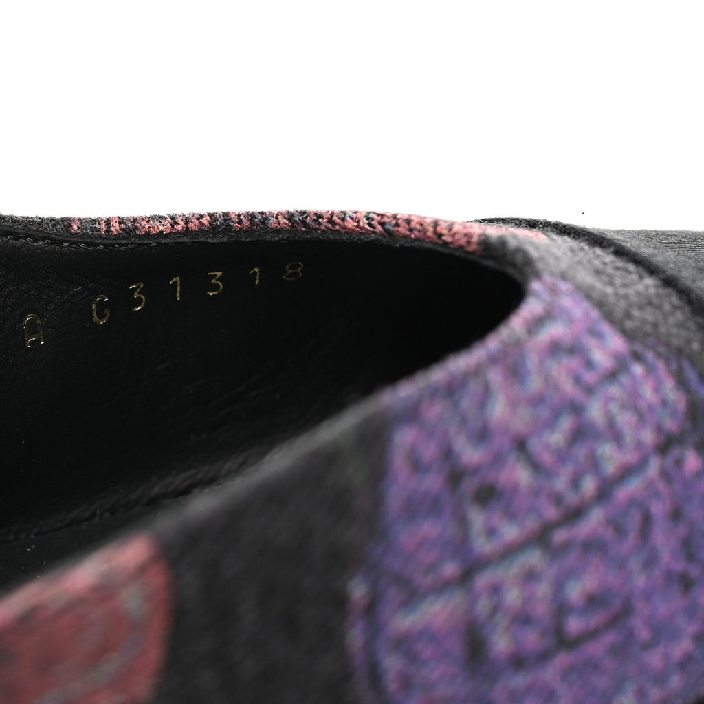 Denim Grosgrain Cap Toe CC Slingback Pumps 37 Charcoal Multicolor