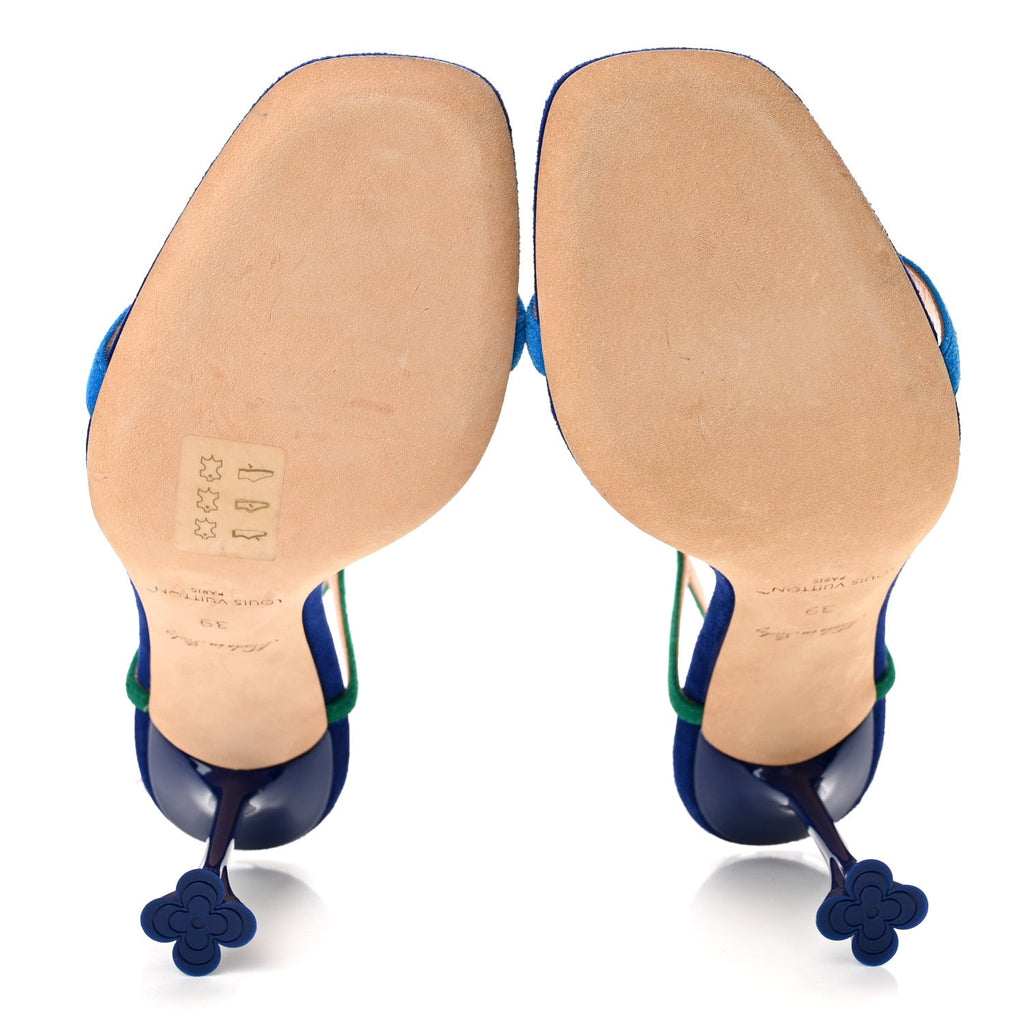 Suede Goatskin Blossom Sandals 39 Blue