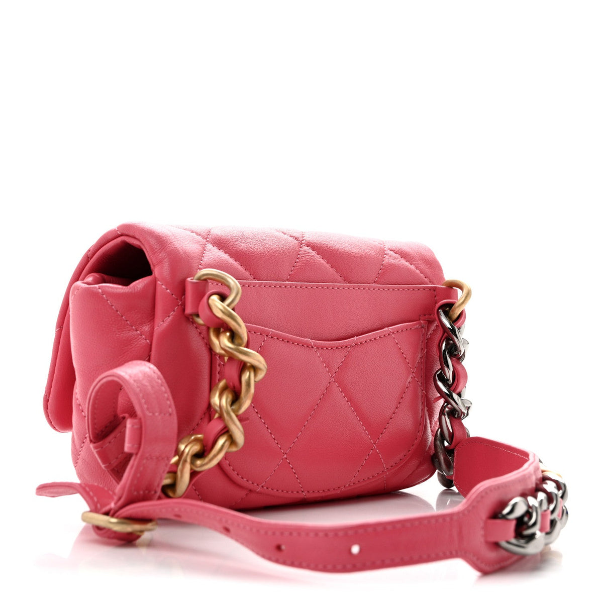 Lambskin Quilted Chanel 19 Waist Bag Pink
