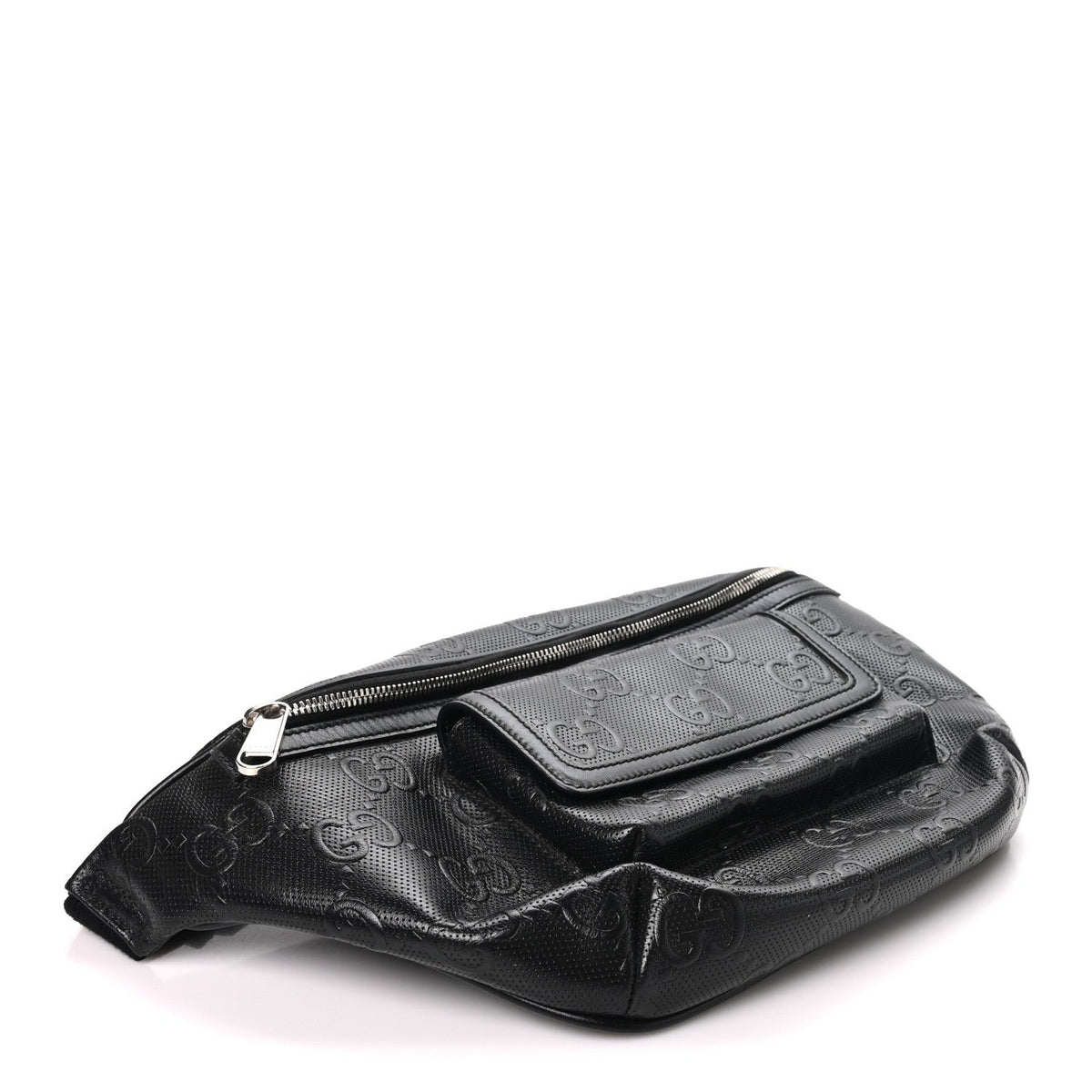 Calfskin GG Tennis Embossed Pocket Belt Bag Black