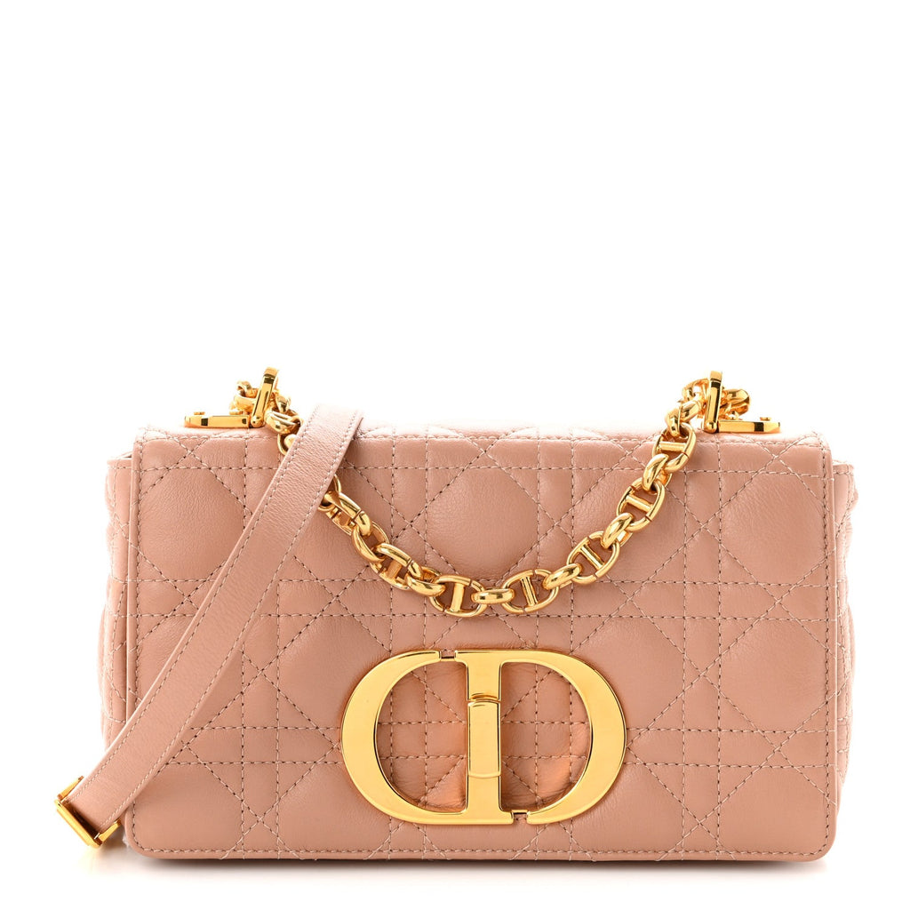Calfskin Cannage Small Caro Bag  Rose De Vents