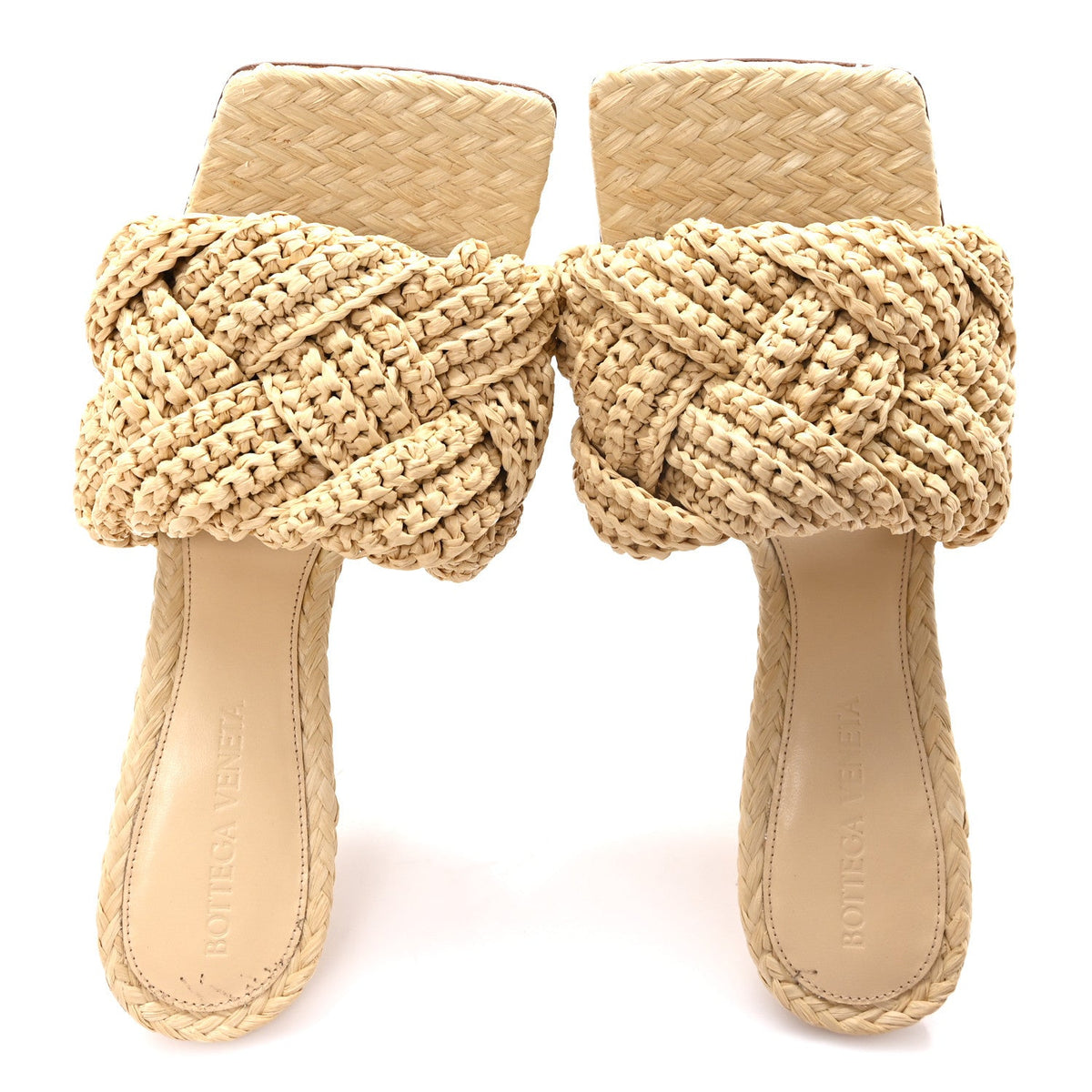 Raffia Intrecciato Lido Mule 90 Sandals 36 Cane Sugar