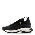 Velvet Calfskin Mixed Fibers CC Sneakers 37 Black