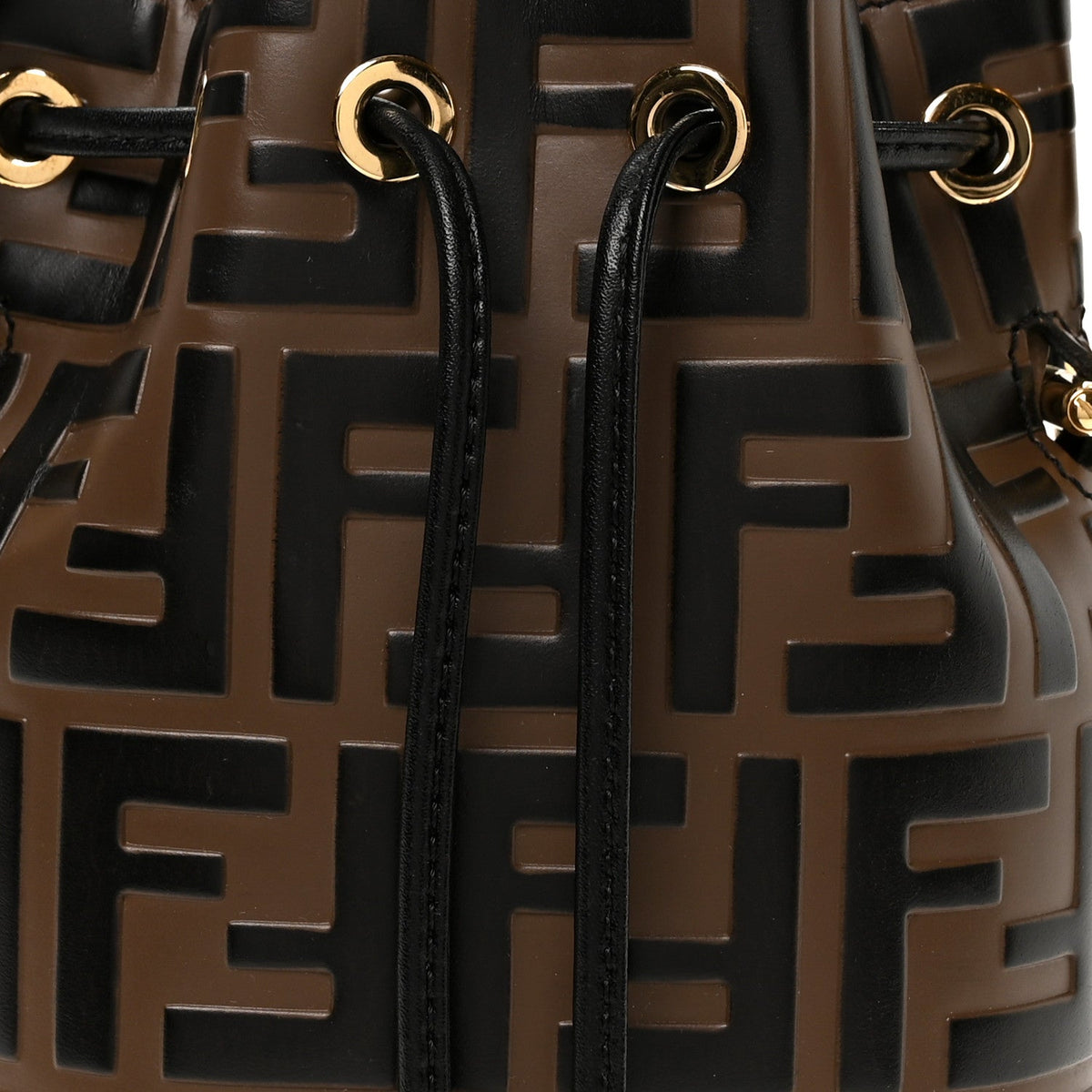 Vitello Liberty F is Fendi Bi-Color FF 1974 Embossed Mini Mon Tresor Bucket Bag Maya Black