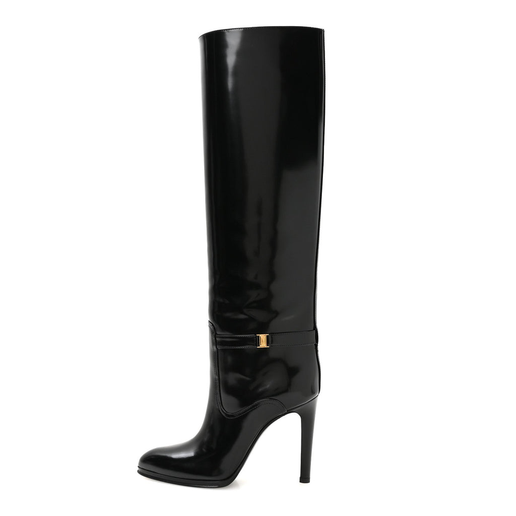 Patent Calfskin Linda 100 Boots 37.5 Black