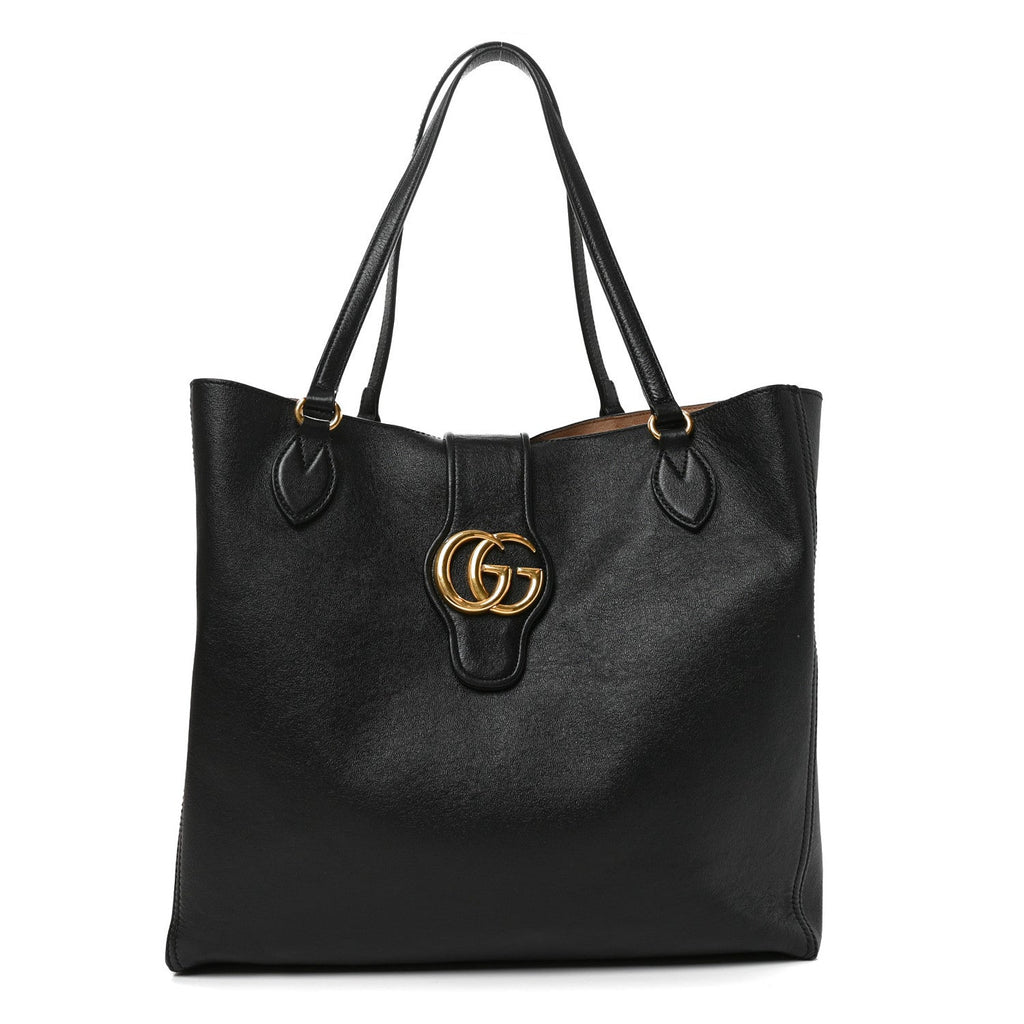New Sakai Calfskin Lux Medium Dahlia Tote Black