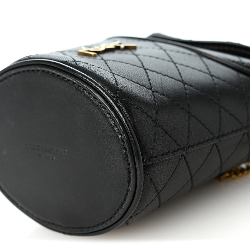Lambskin Gabby Micro Bucket Bag Black