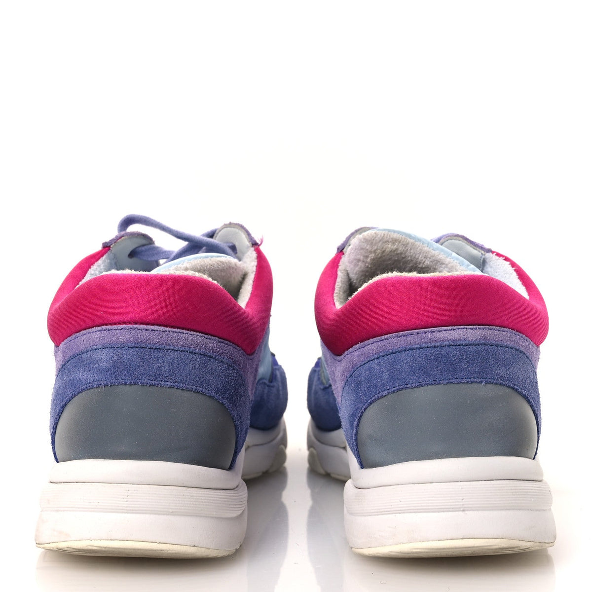 Nylon Calfskin Suede CC Womens Sneakers 40 Light Blue