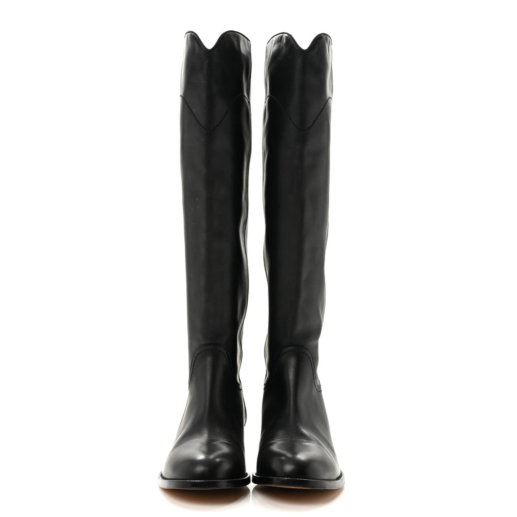 Calfskin Ascot Riding Boots 39.5 Black