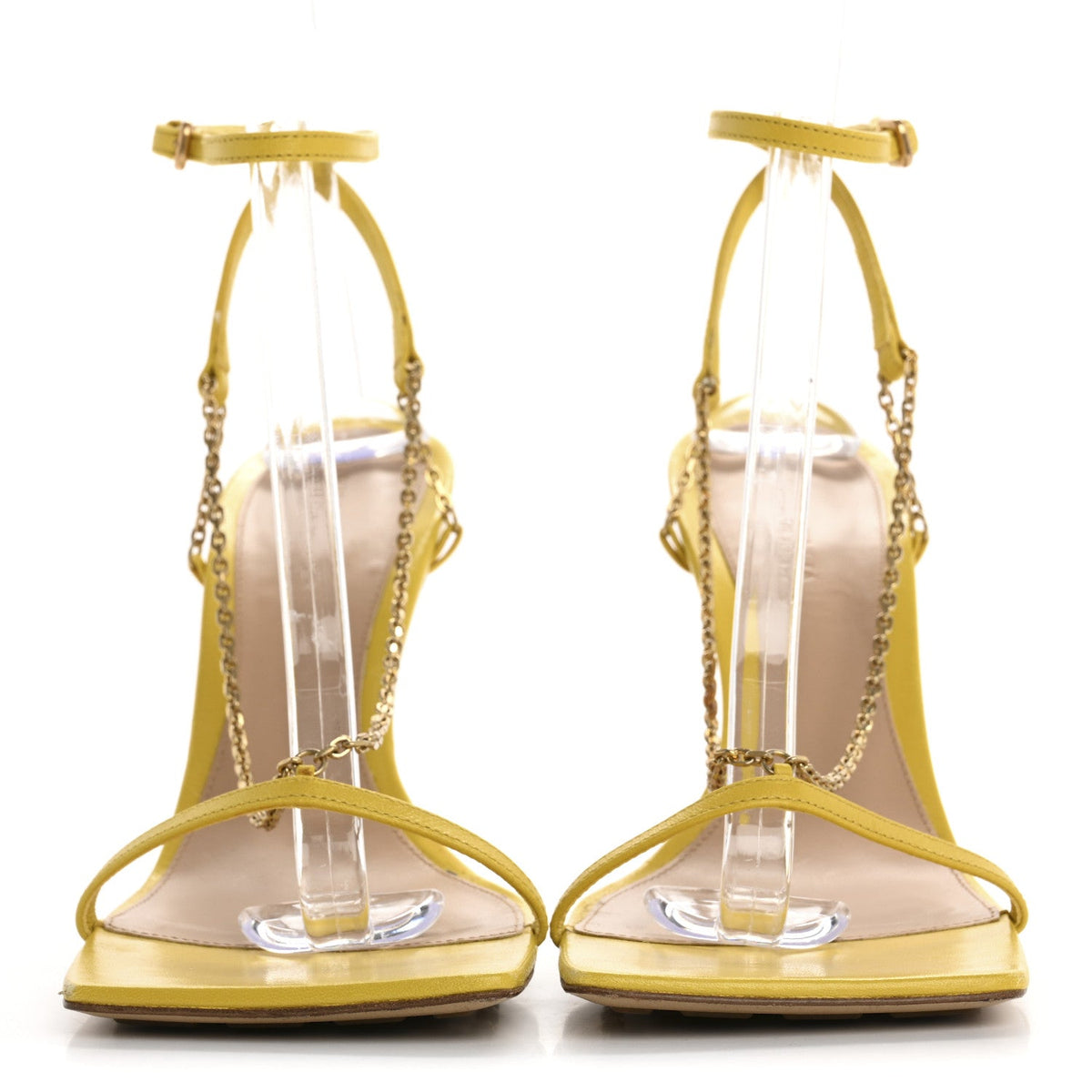 Lambskin Stretch Chain Strap 90mm Sandals 41 Buttercup