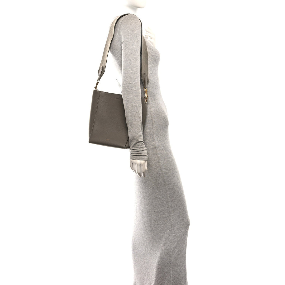 Soft Grained Calfskin Small Sangle Bucket Bag Taupe