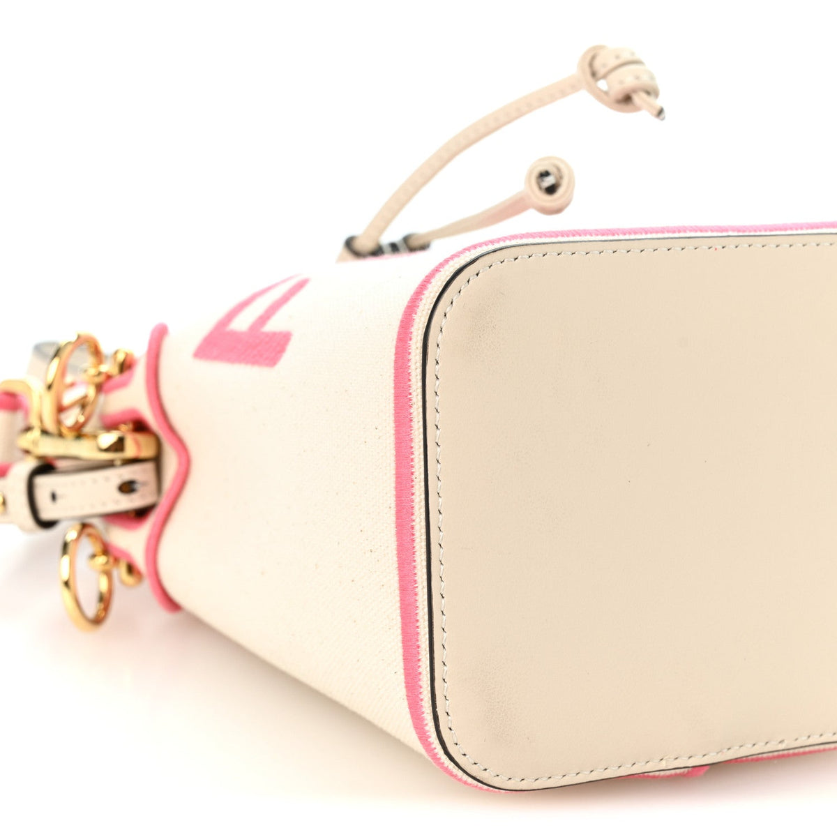 Canvas Vitello Grace F is Fendi Logo Embroidered Mini Mon Tresor Bucket Bag Grezzo Pink