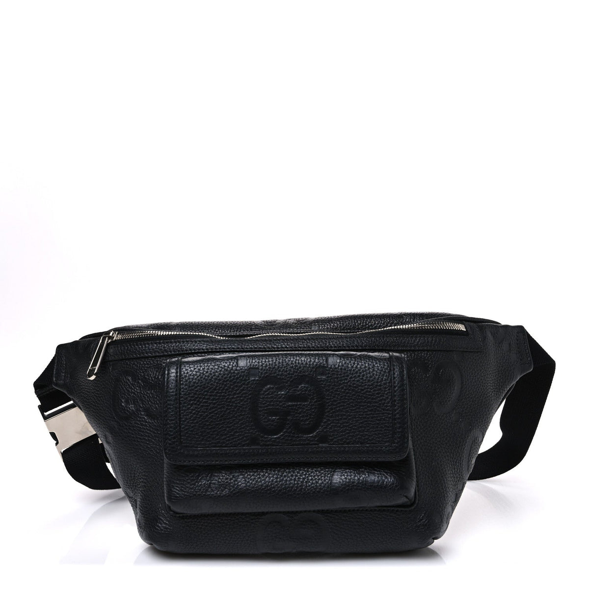 Calfskin GG Tennis Embossed Pocket Belt Bag Black