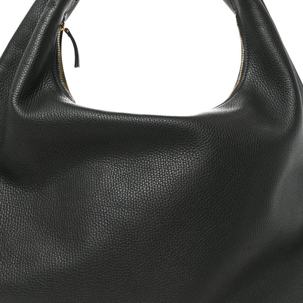 Grained Calfskin Medium Everyday Shoulder Bag Bottle Green