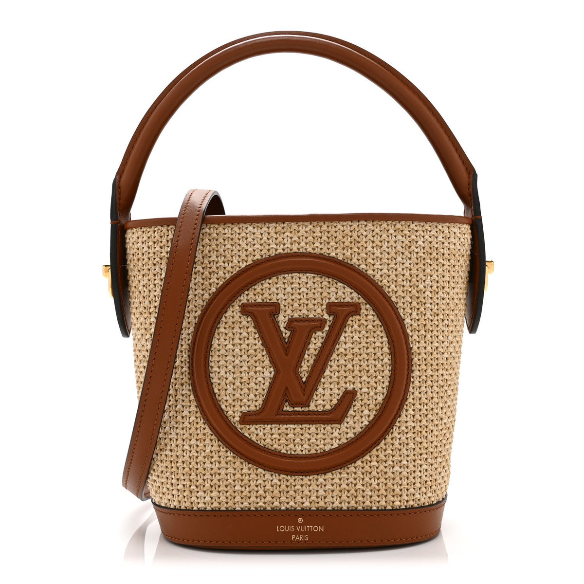 Kitted Raffia Petit Bucket Caramel