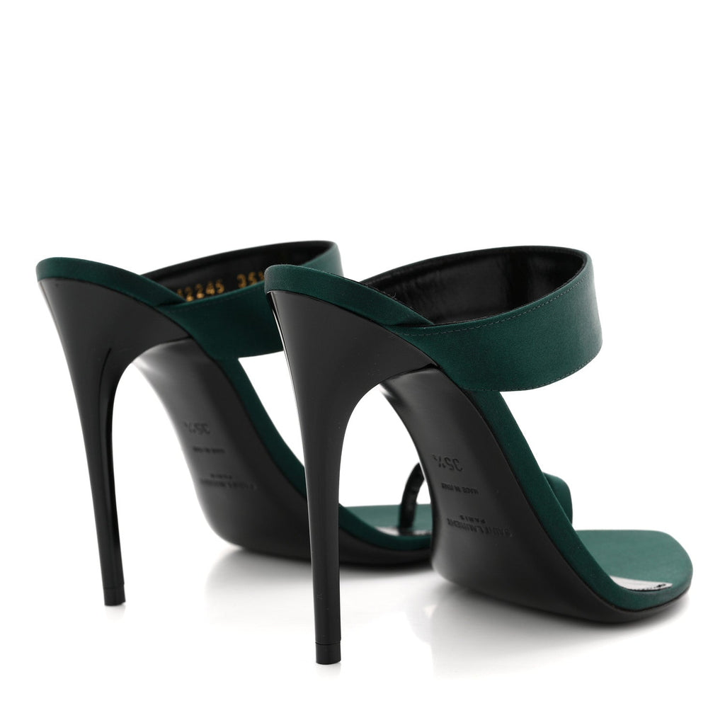 Crepe Satin Martha Mule 110 Sandals 35.5 Dorian Green