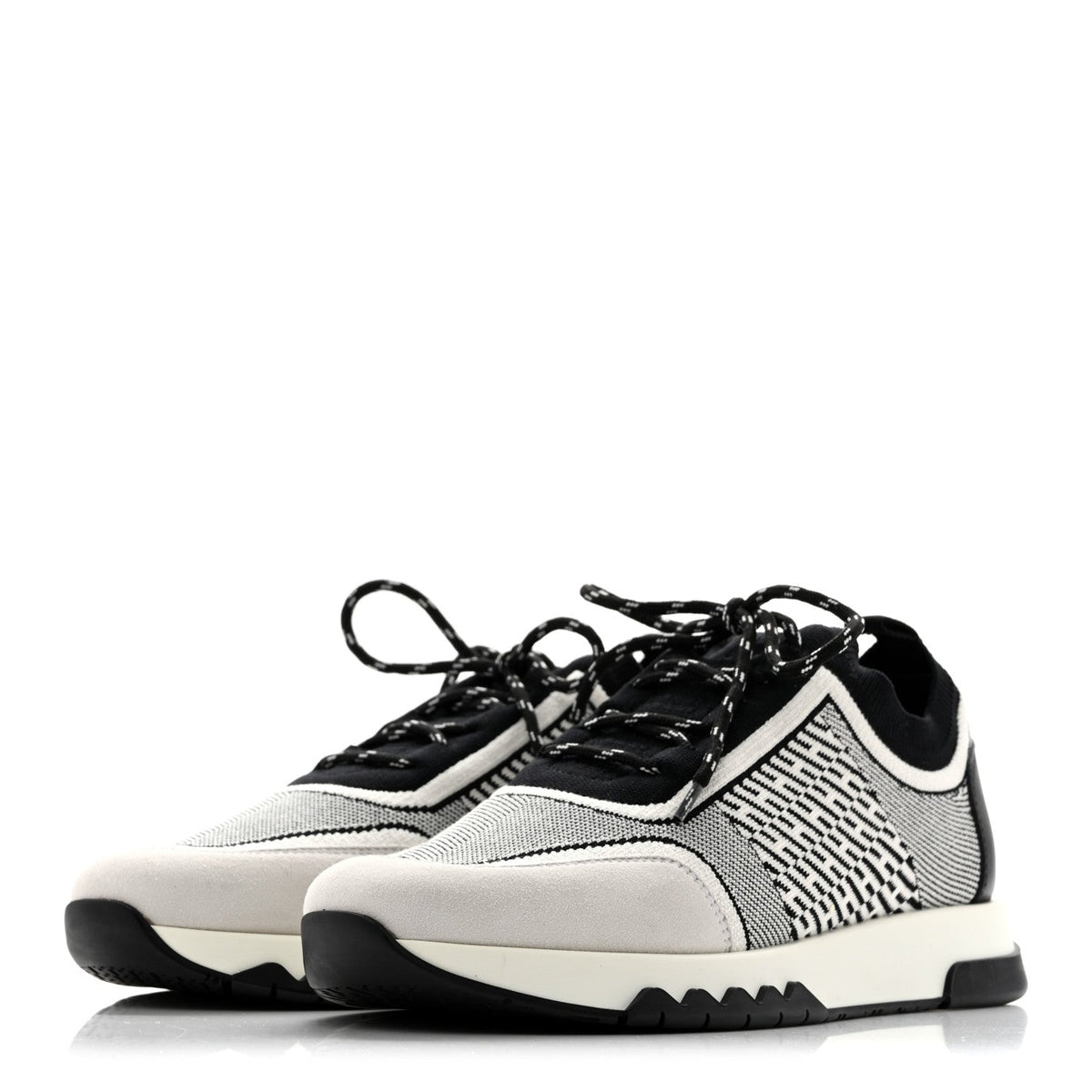 Knit Bi-Color Womens Addict Sneakers 37 Black White