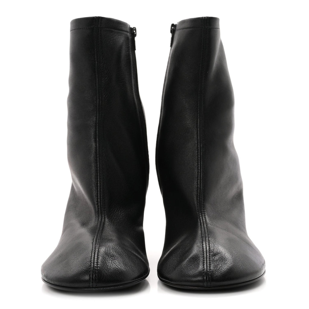 Shiny Soft Sheepskin Glove 80mm Ankle Boots 37.5 Black
