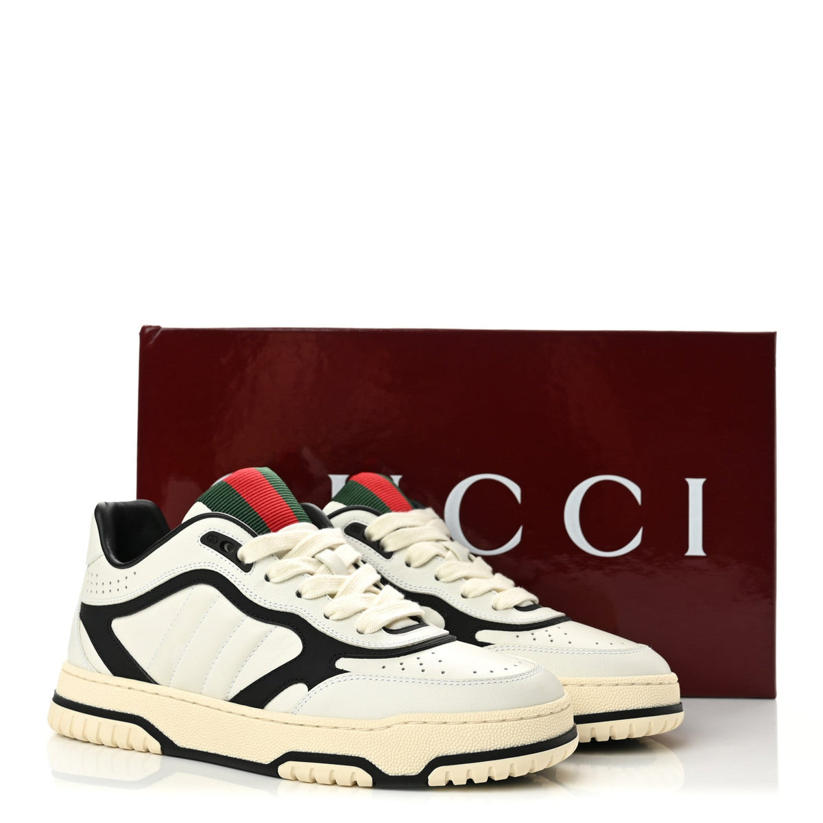 Calfskin Womens Re-Web Sneakers 37 Black White
