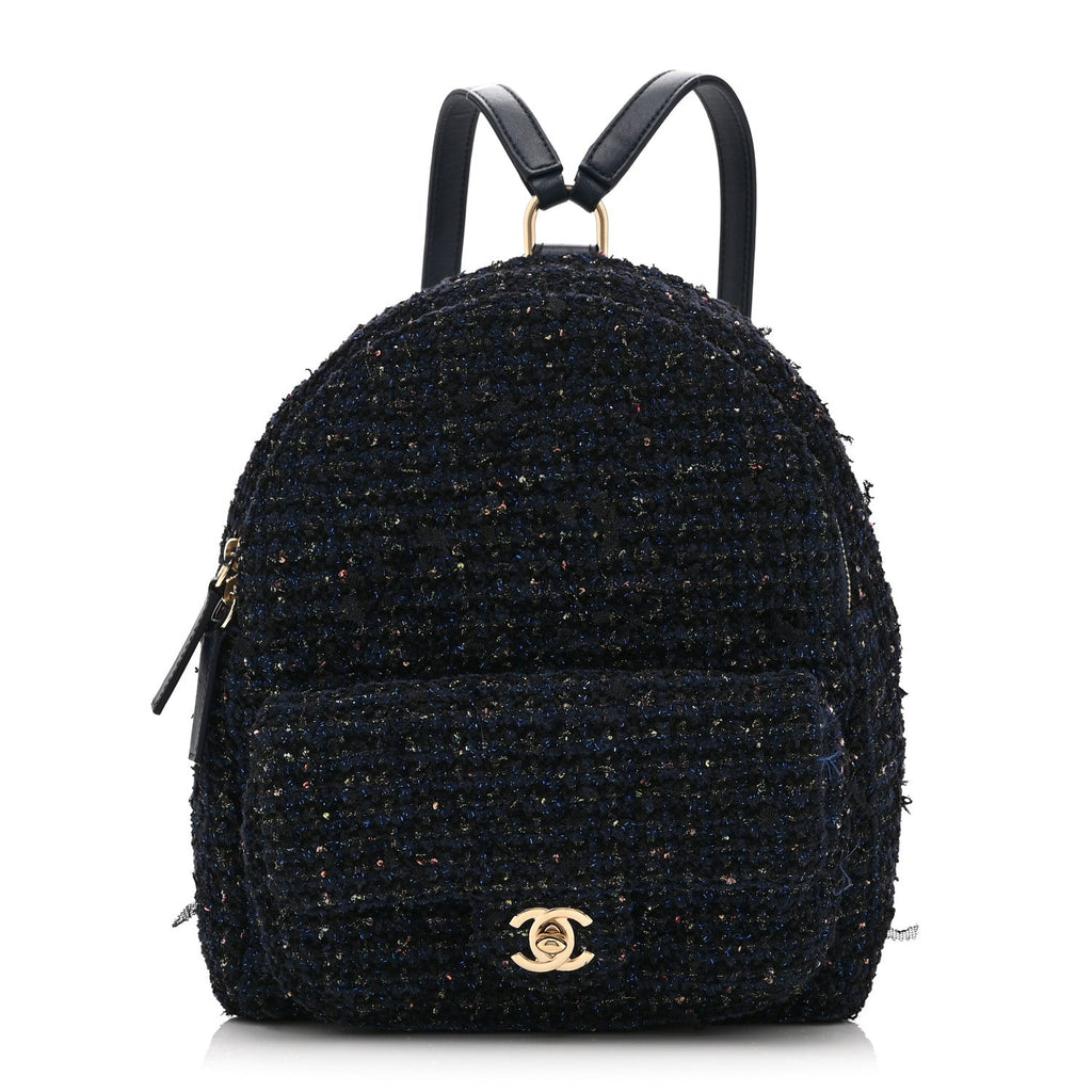 Tweed Front Pocket Backpack Navy