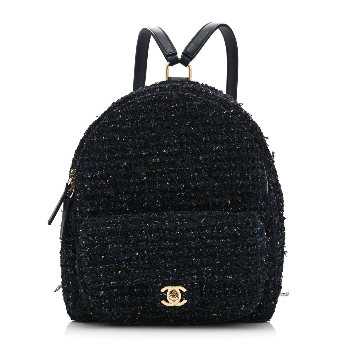 Tweed Front Pocket Backpack Navy