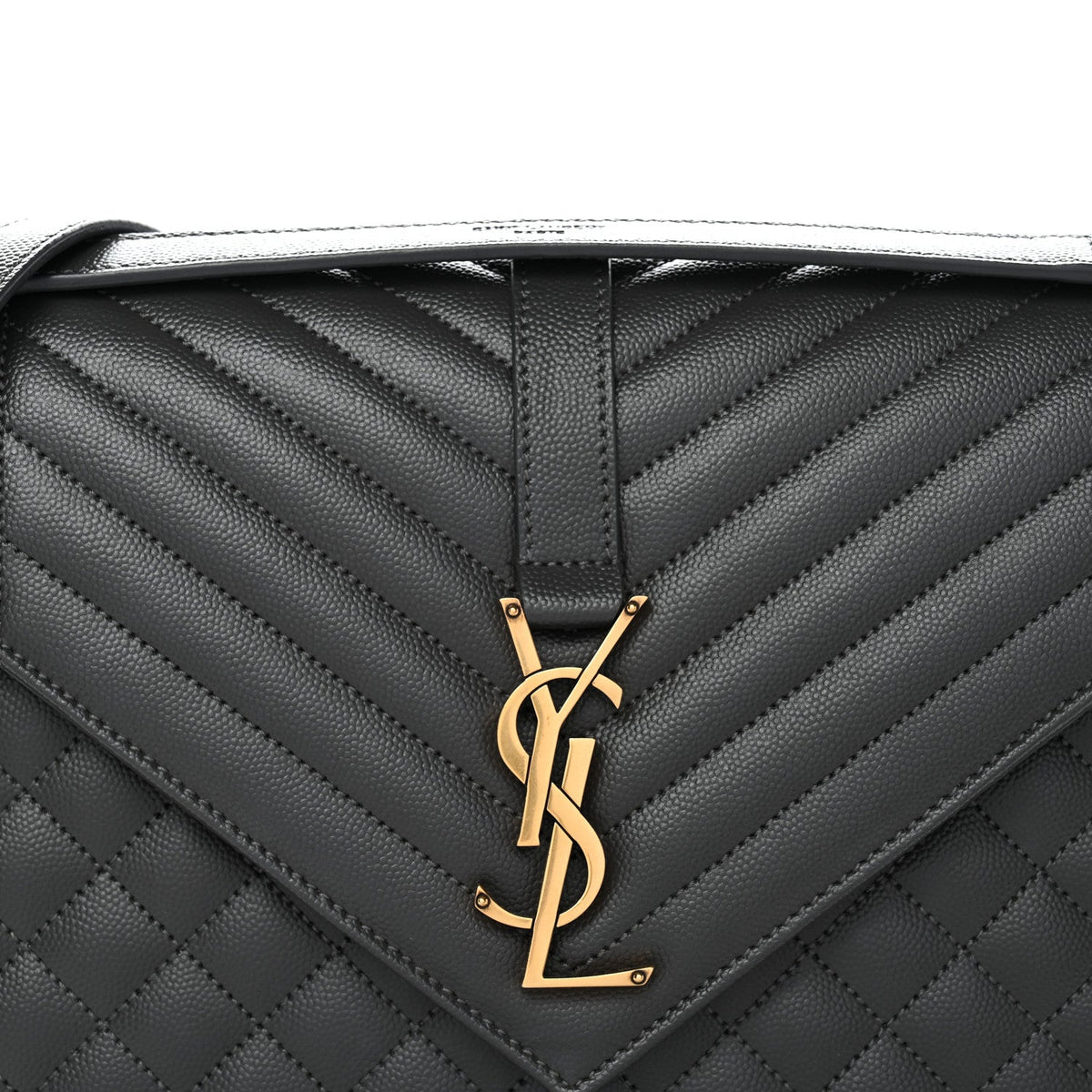 Grain De Poudre Textured Mixed Matelasse Large Triquilt Monogram Satchel Storm