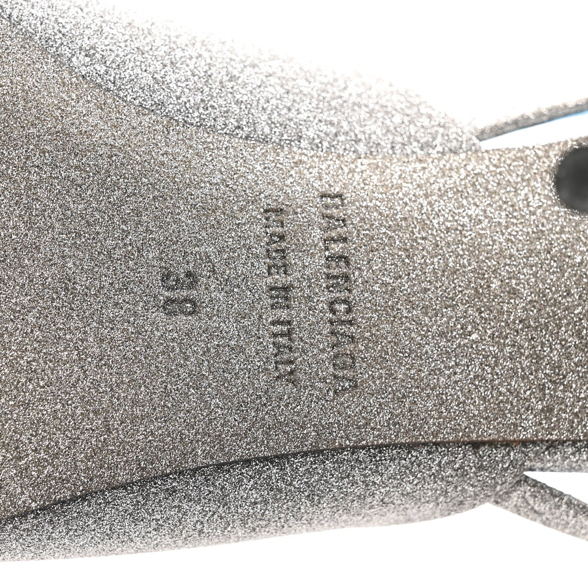 Glitter Toe Knife Slingback Mules 38 Silver Blue
