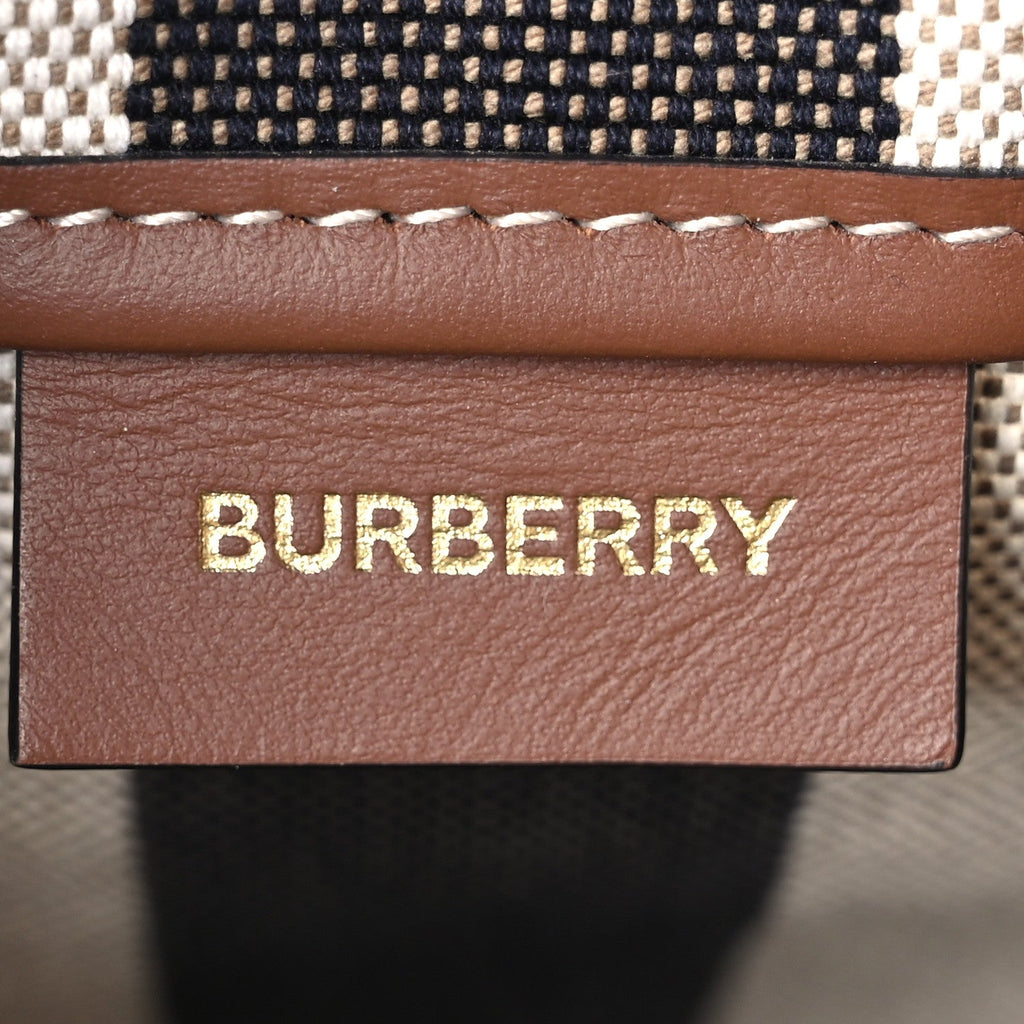 Giant Check Canvas Small Bucket Bag Taupe Brown