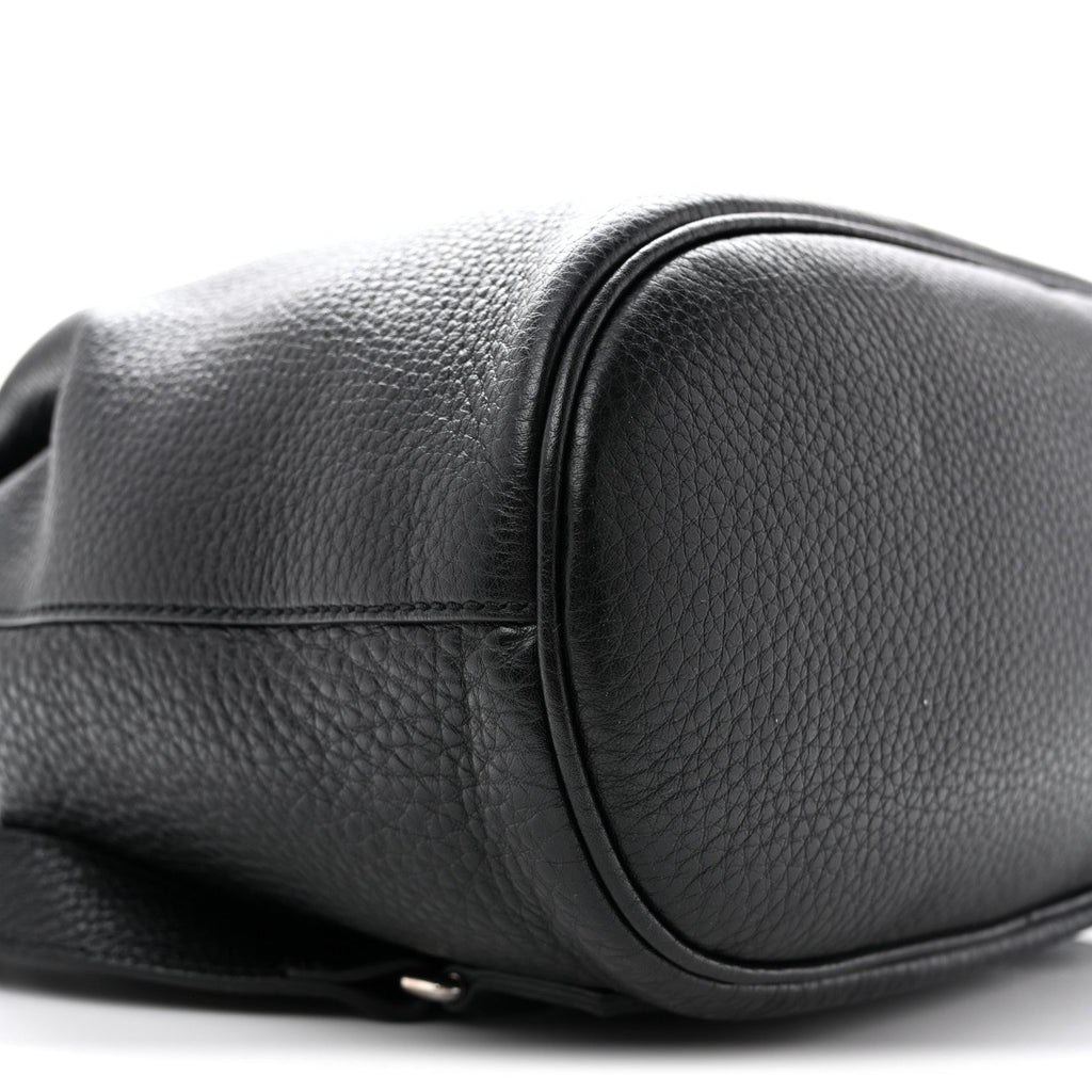 Pebbled Calfskin Small Soho Drawstring Backpack Black