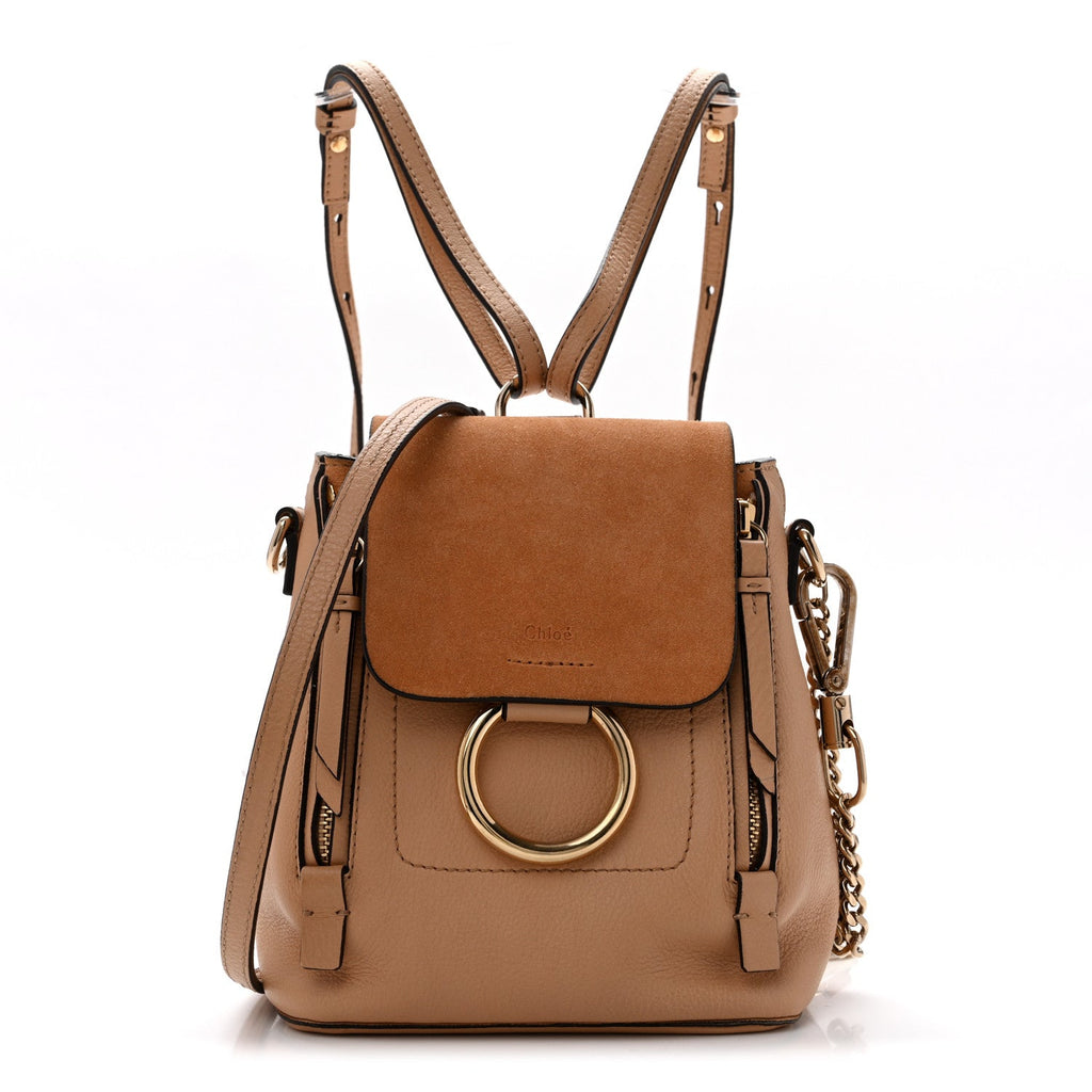 Suede Calfskin Mini Faye Backpack Blush Nude