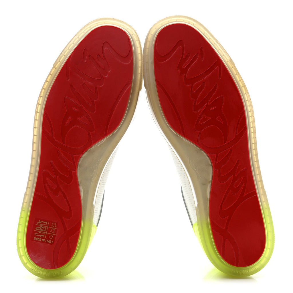 Calfskin Perforated Womens Fun Vieira Orlato Flat Sneakers 39.5 White Fluo Yellow