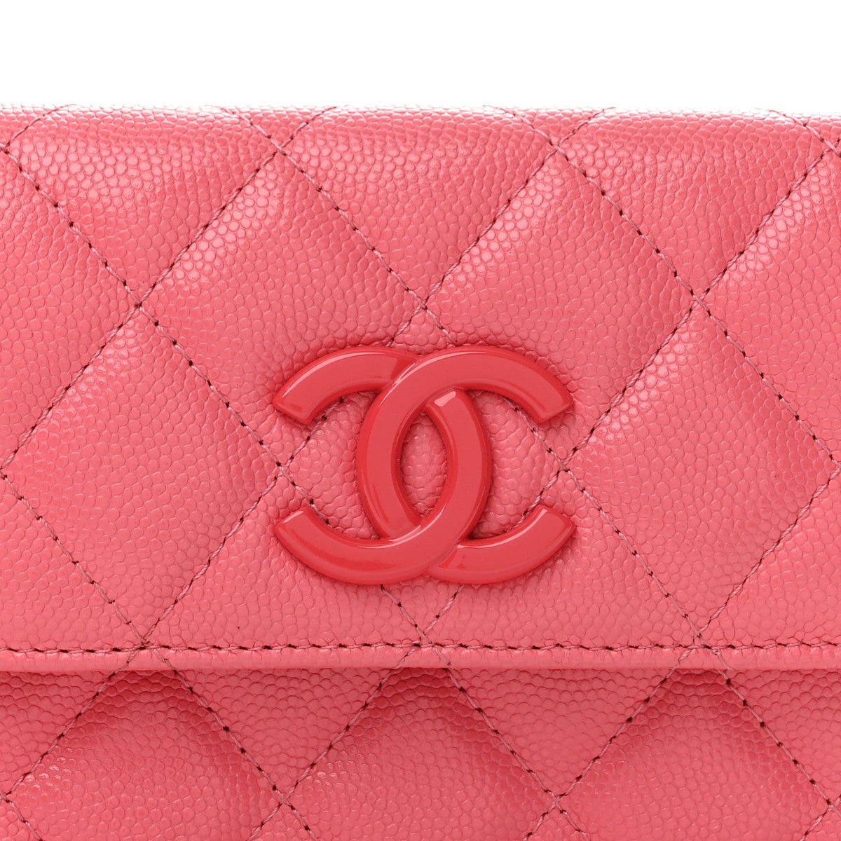 Caviar Quilted My Everything Belt Flap Card Holder Pink