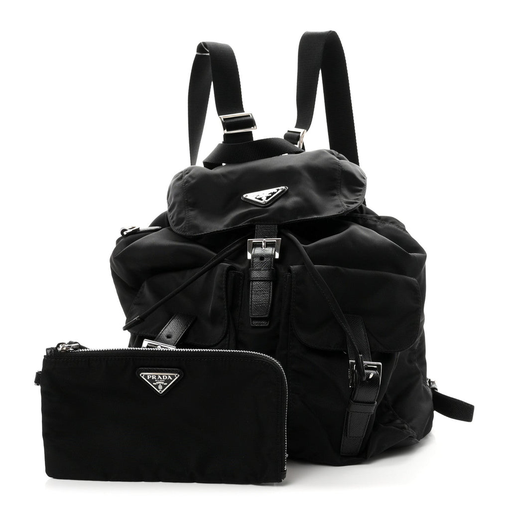 Re-Nylon Saffiano Medium Backpack Black