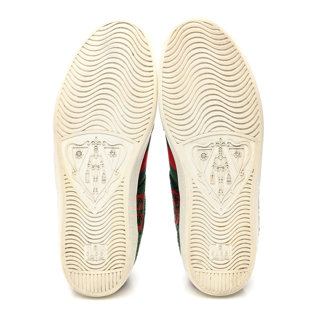 Covered Wool Big GG Monogram Mens Sneakers 8.5 Green Red
