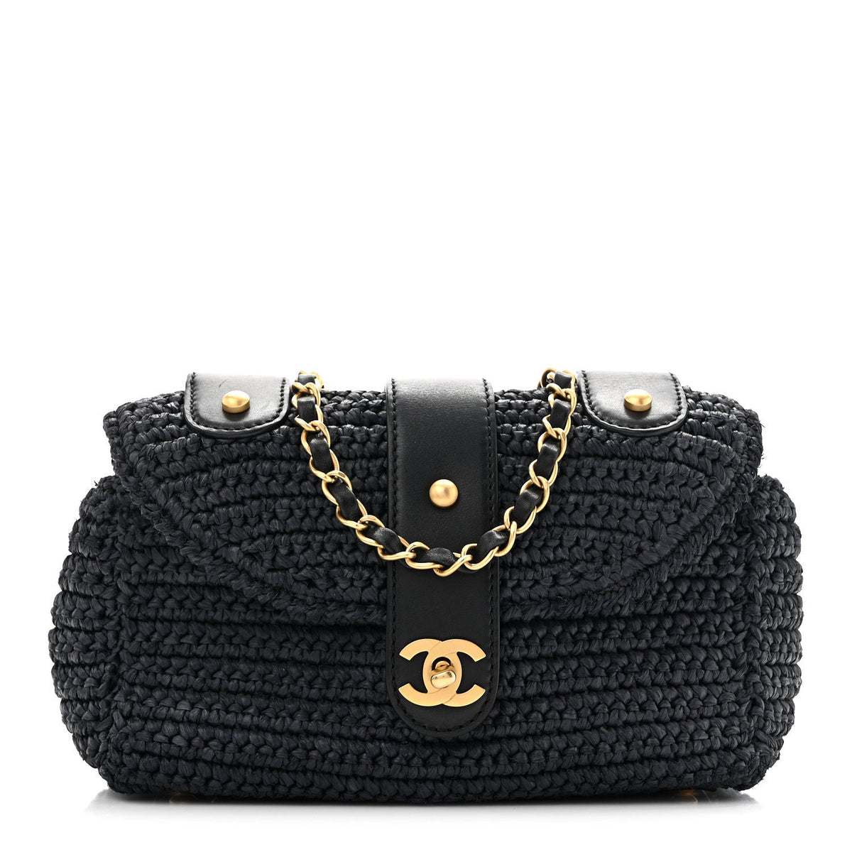 Straw Raffia Shoulder Bag Navy Blue