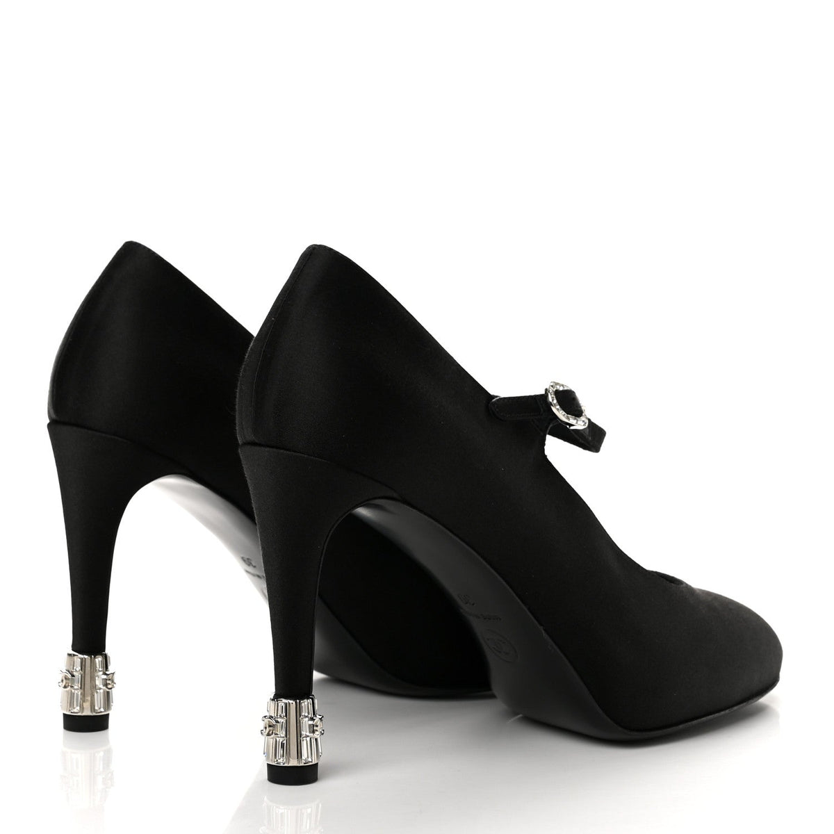 Satin Crystal Mary Jane Pumps 39 Black