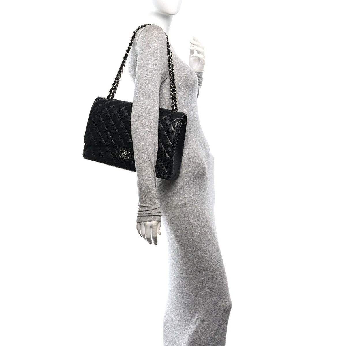 Caviar Quilted Maxi Double Flap Black